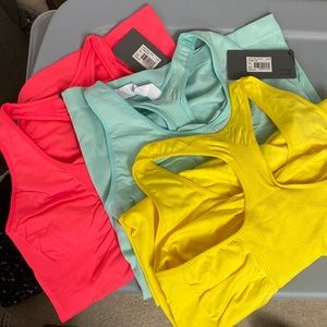 3 tank tops in colorful colors with built in bra